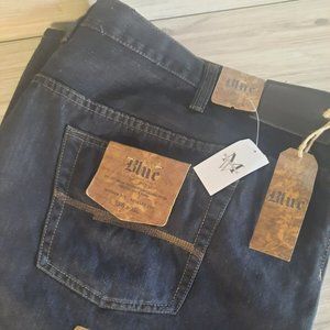 Blue Pronto Uomo Men's 52Wx32L Modern Fit Relaxed Cut Dark Washed Blue Jeans